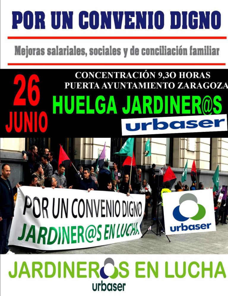 Jardineros zaragoza Urbaser CGT